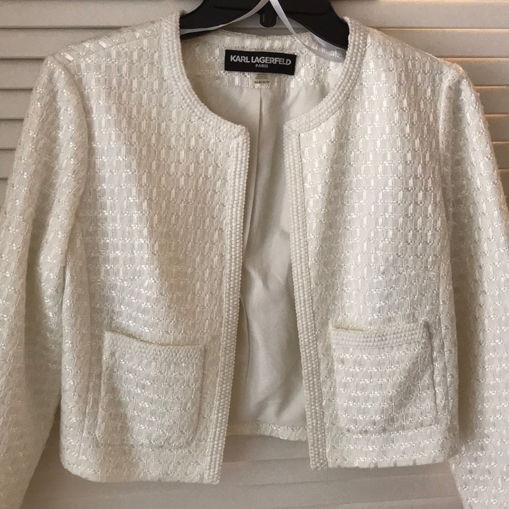 Karl Lagerfeld Tweed Crop Jacket - Picture 8 of 14